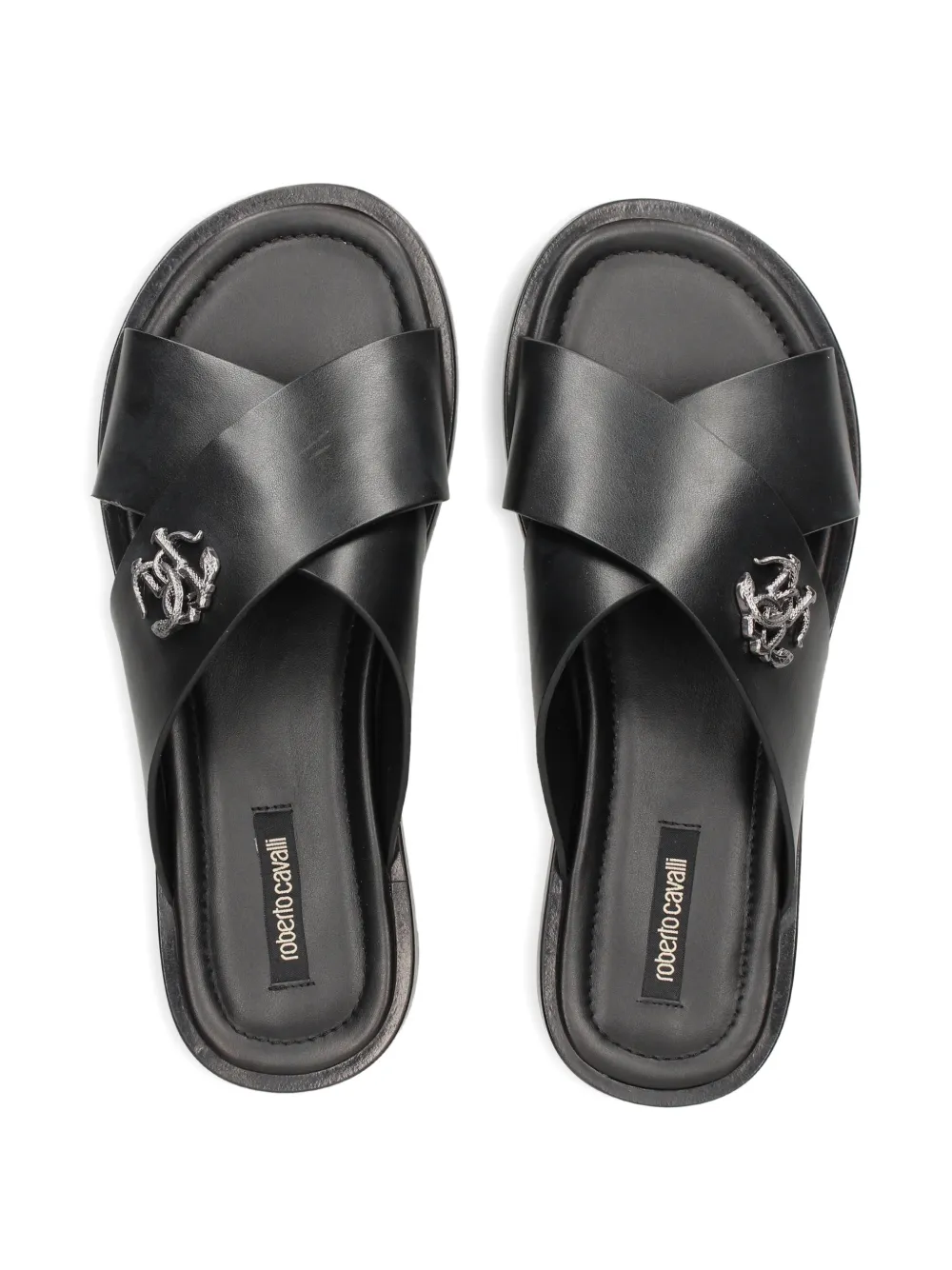 Roberto Cavalli Mirror Snake sandals Zwart