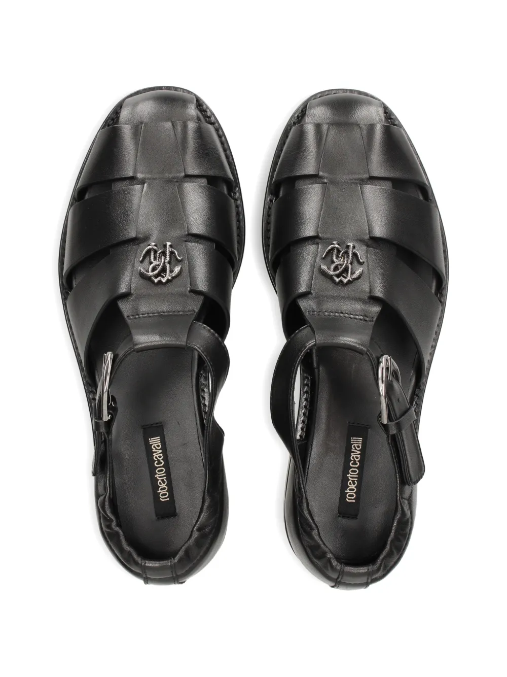 Roberto Cavalli logo-appliqué sandals Zwart