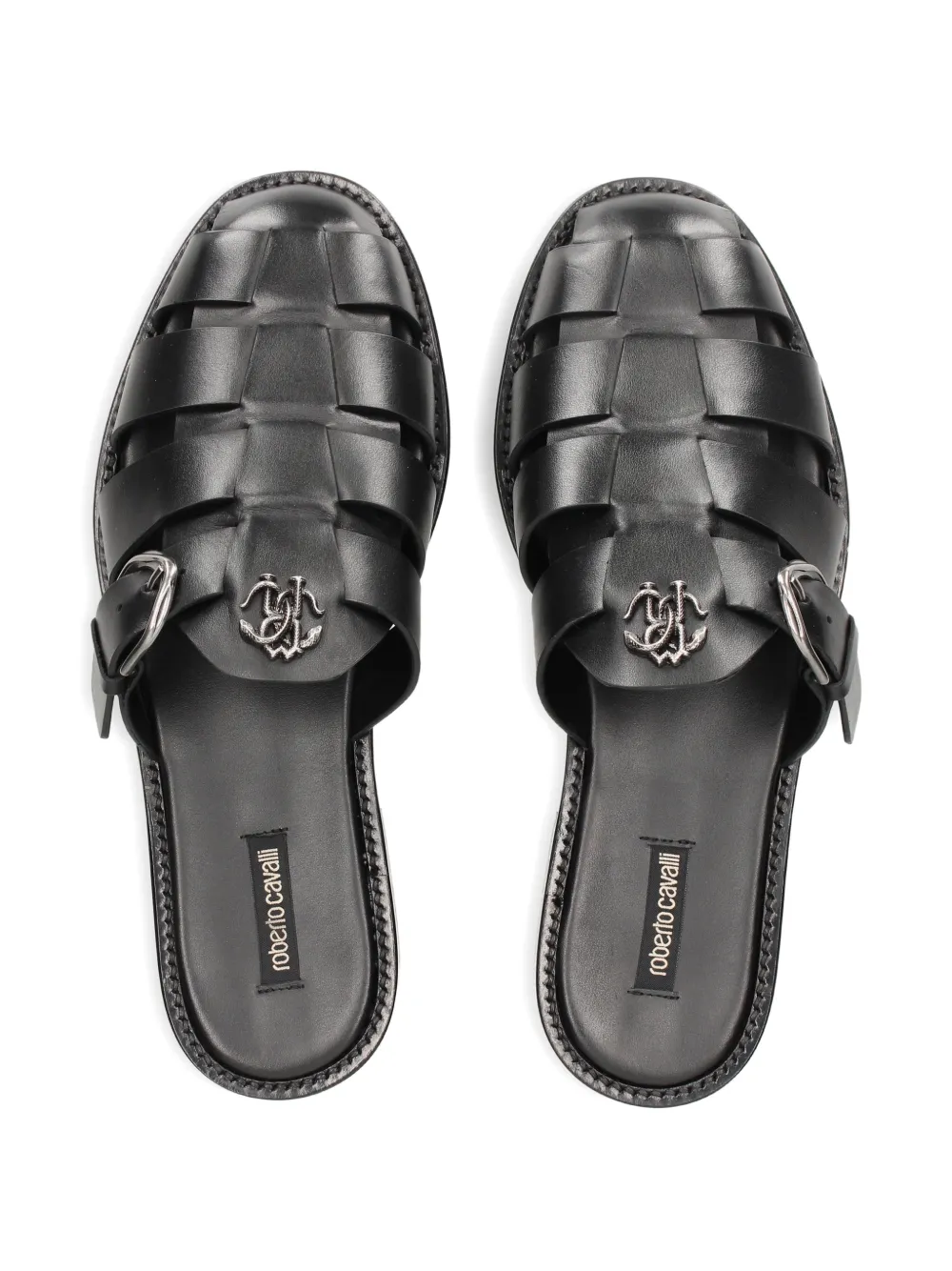 Roberto Cavalli logo-appliqué sandals Zwart