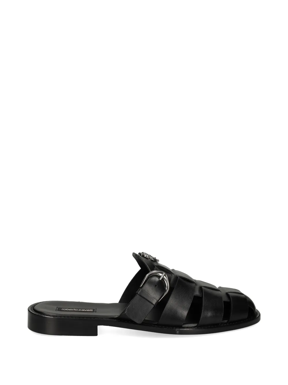 Roberto Cavalli logo-appliqué sandals - Schwarz