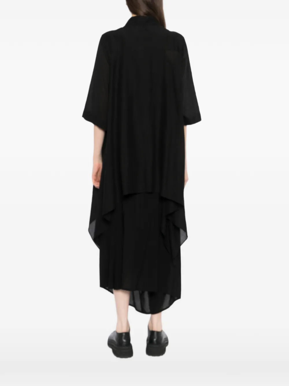 Yohji Yamamoto blouse met asymmetrische afwerking Zwart