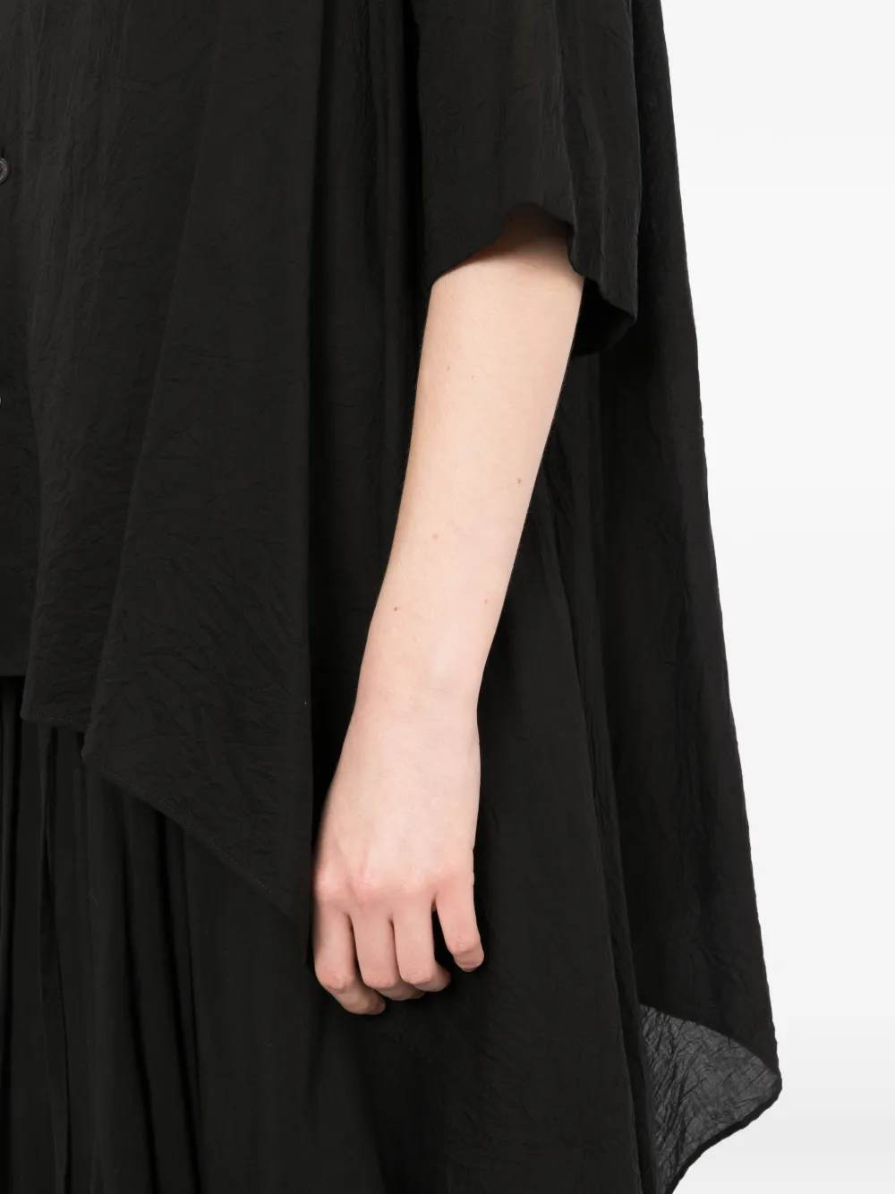 Yohji Yamamoto blouse met asymmetrische afwerking Zwart