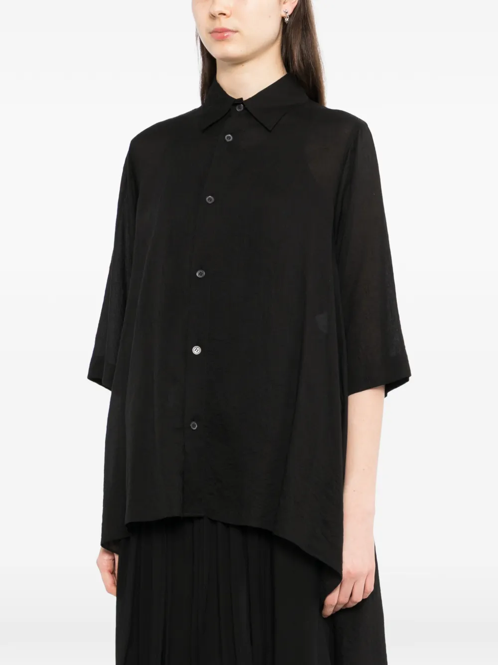 Yohji Yamamoto blouse met asymmetrische afwerking Zwart