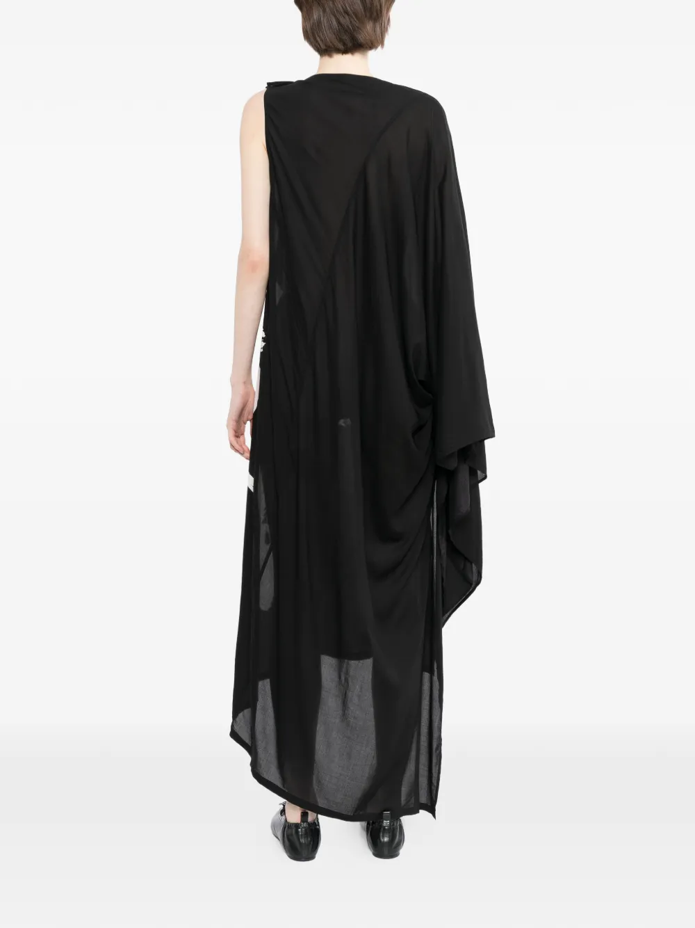 Yohji Yamamoto Asymmetrische jurk met print Zwart