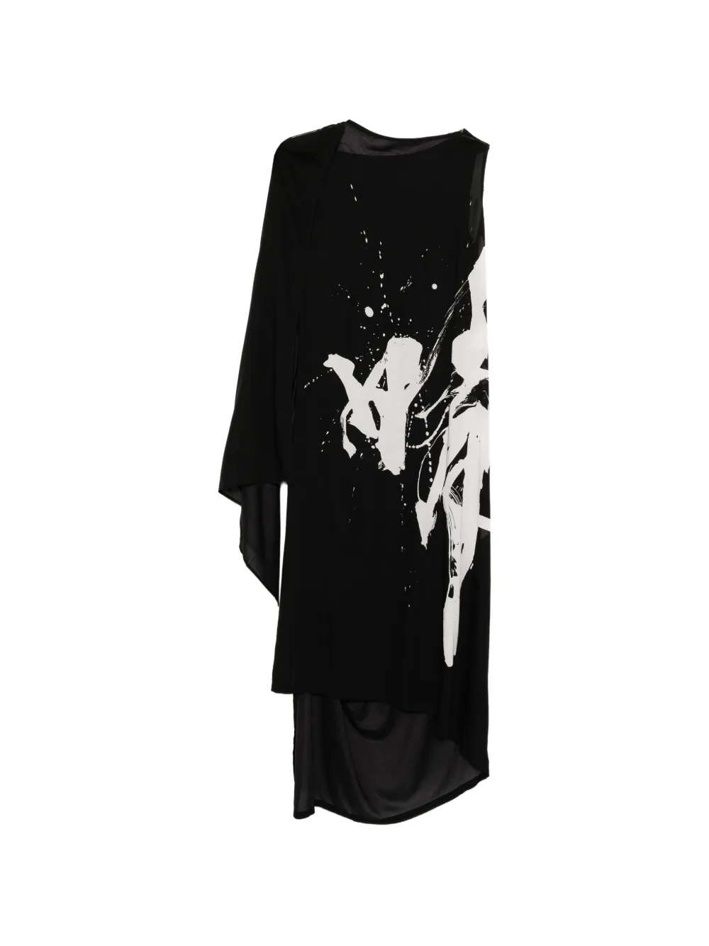 Yohji Yamamoto graphic-print asymmetric dress - Schwarz