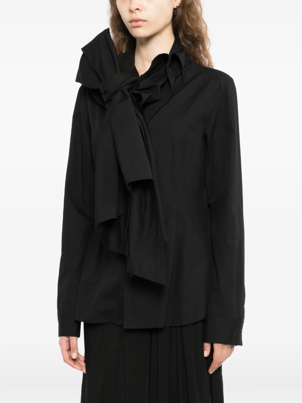 Yohji Yamamoto Overhemd met ruches Zwart