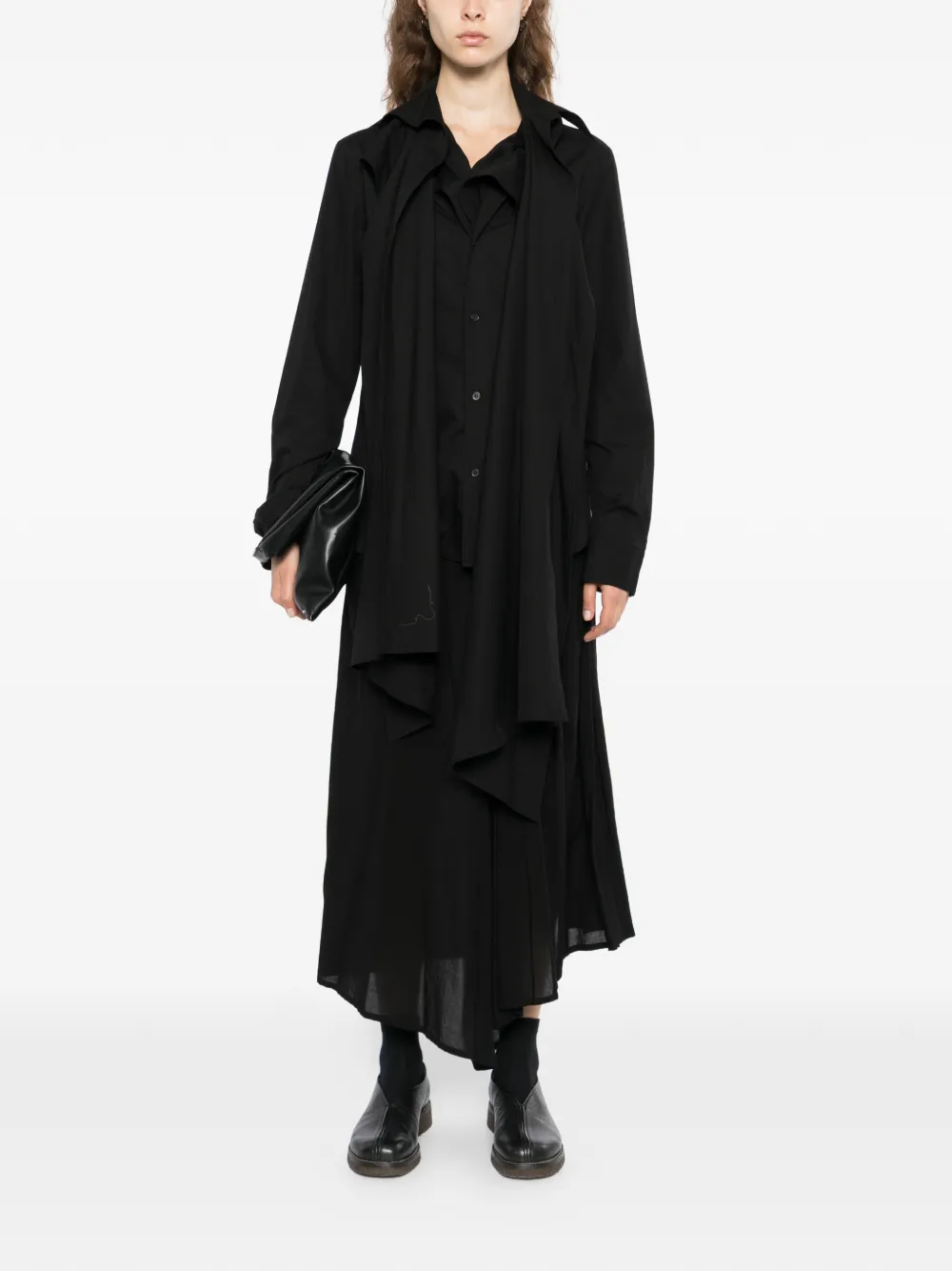 Yohji Yamamoto Overhemd met ruches Zwart