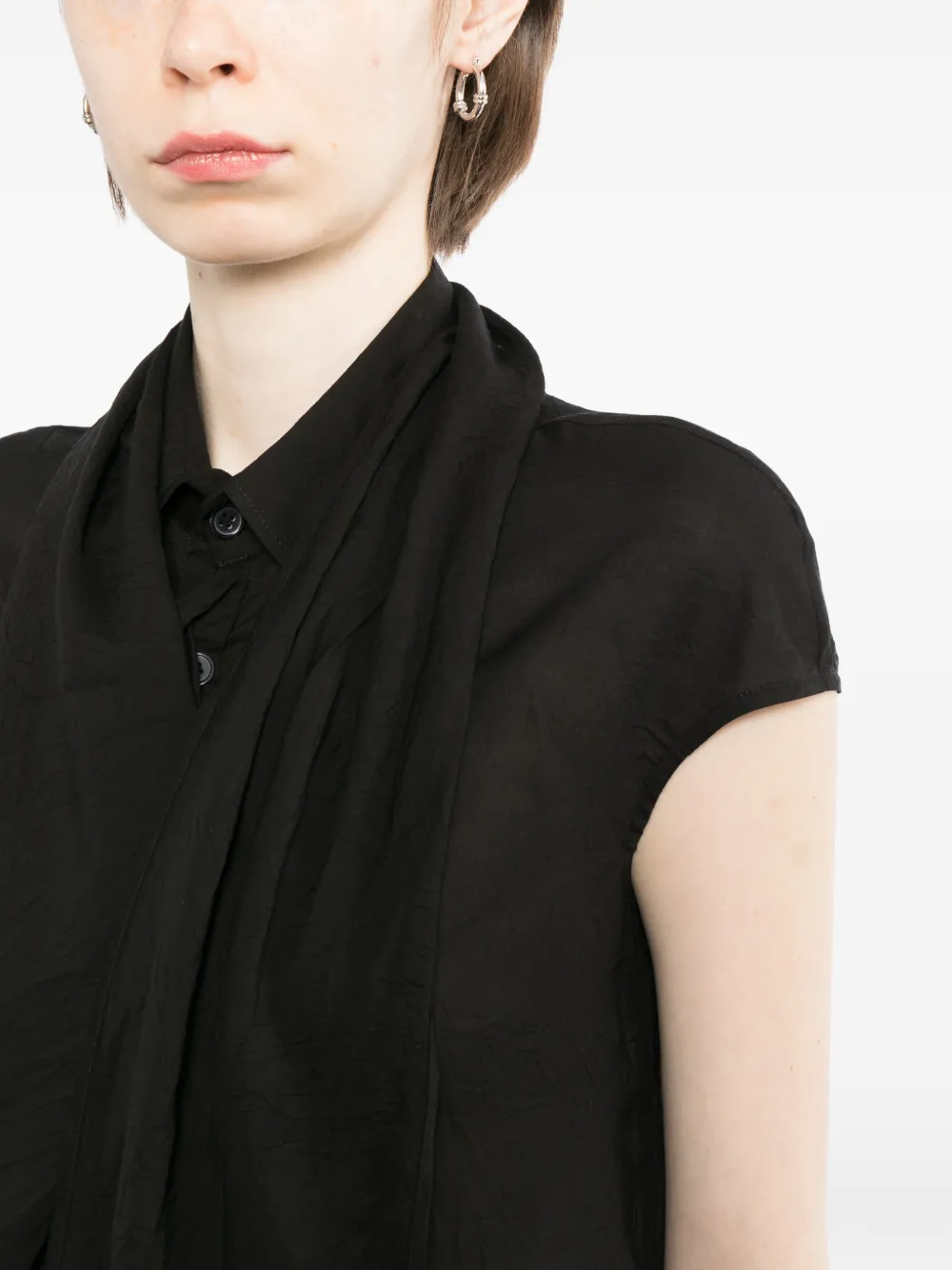 Yohji Yamamoto Gedrapeerde blouse Zwart