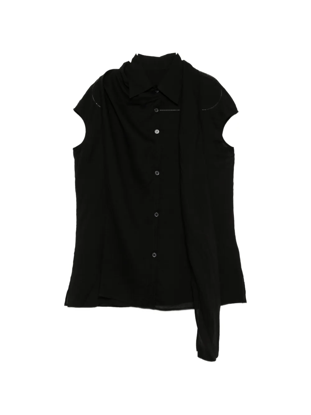 Yohji Yamamoto draped button-up shirt - Schwarz