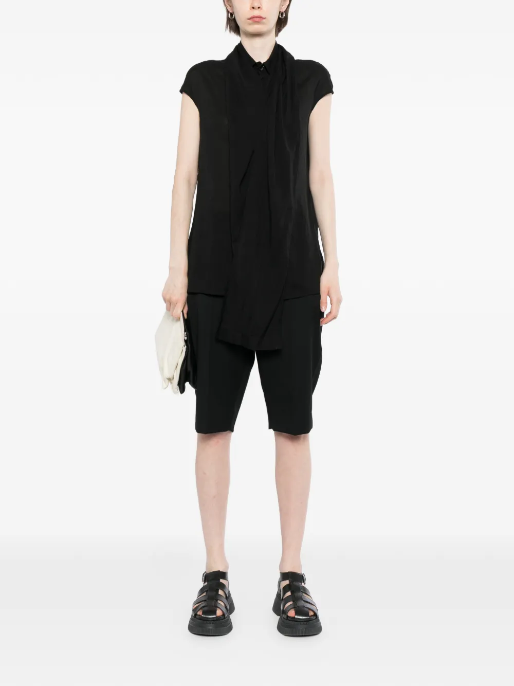 Yohji Yamamoto Gedrapeerde blouse Zwart