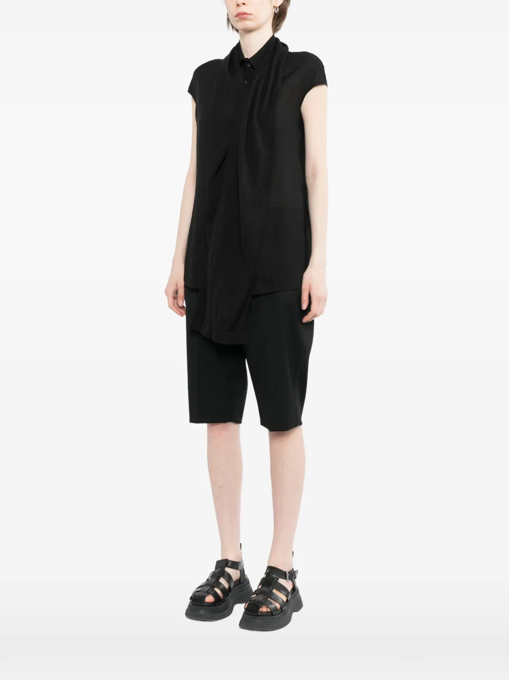 Yohji Yamamoto Gedrapeerde blouse Zwart