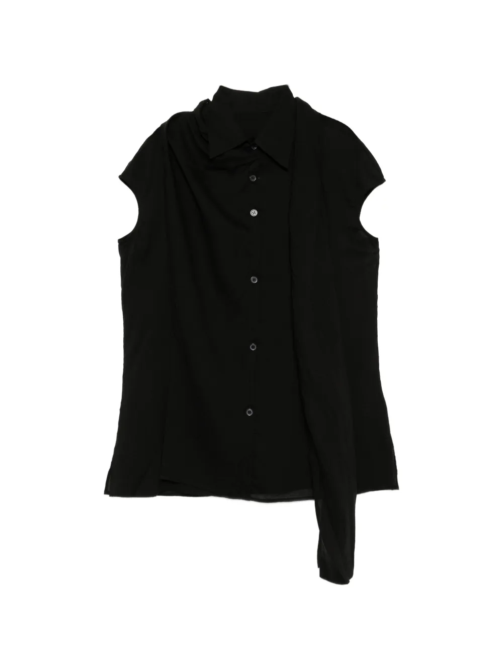 Yohji Yamamoto draped button-up shirt - Black