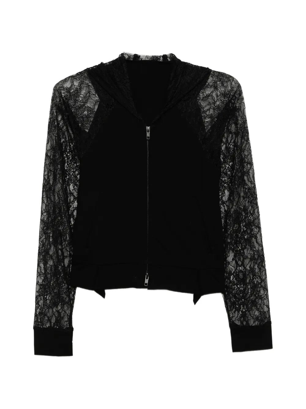 Limi Feu lace-panelled zip-up hoodie - Black