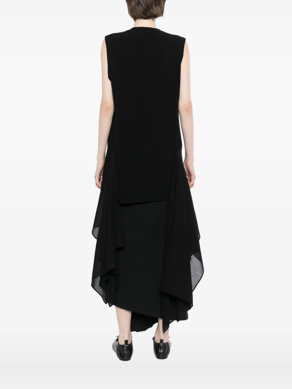 Yohji Yamamoto Top met ruches en rits Zwart