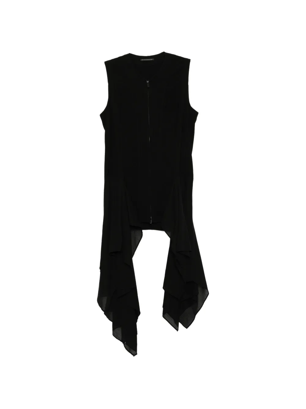 Yohji Yamamoto ruffled zip-up top - Nero