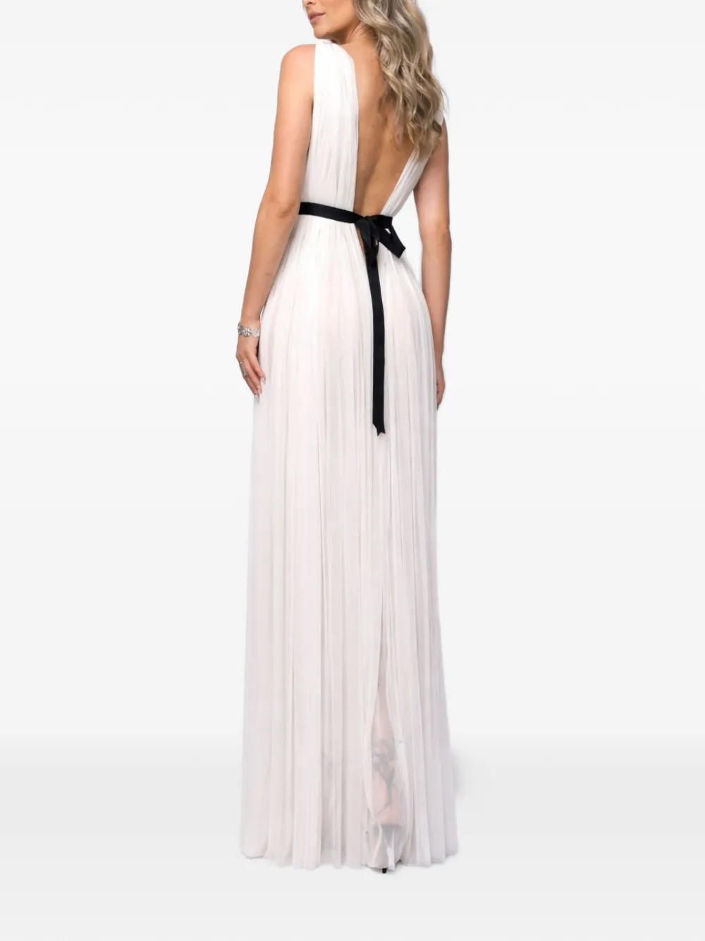 ROSERRY Santorini geplooide tulen maxi-jurk Wit