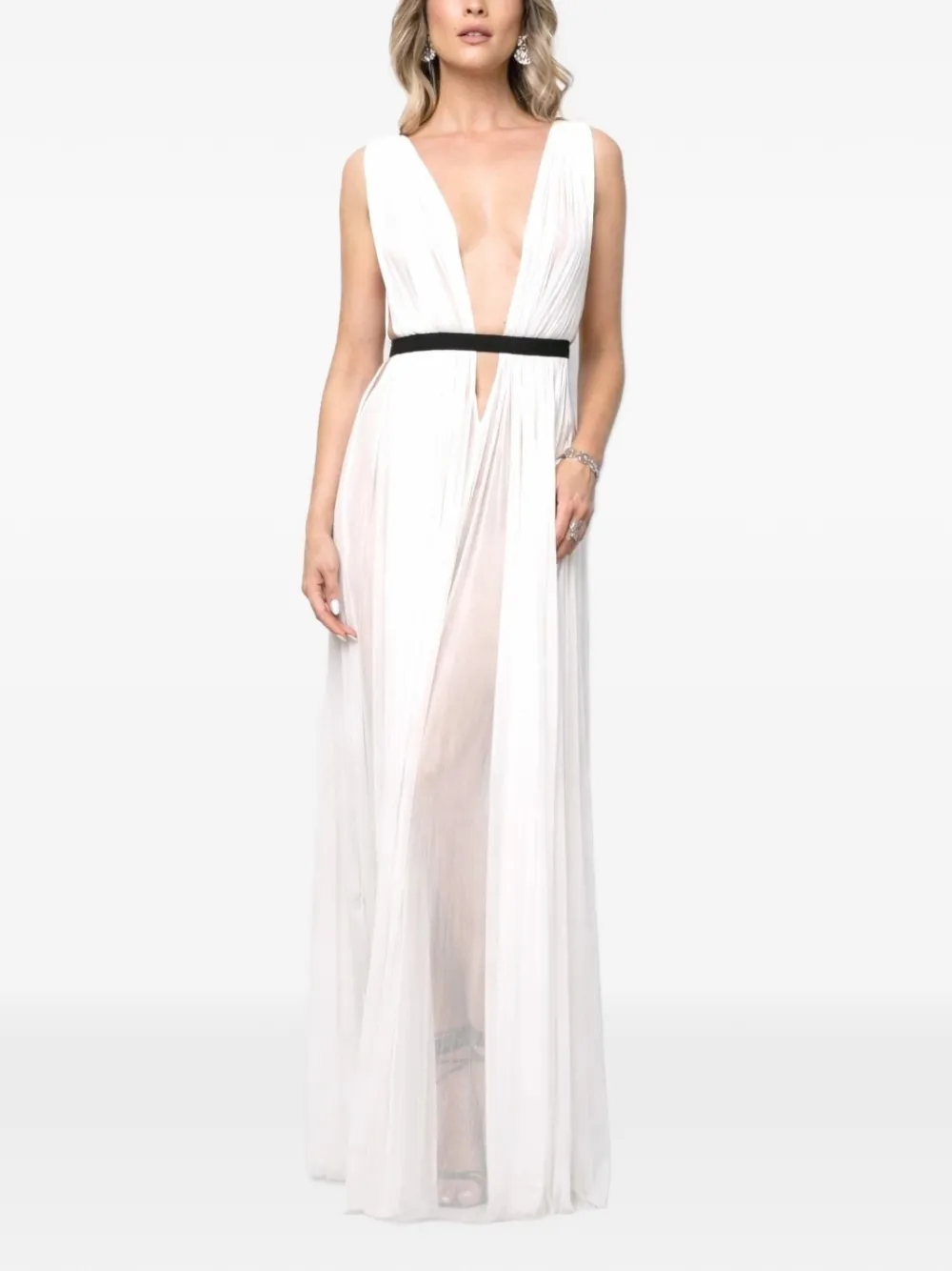 ROSERRY Santorini pleated tulle maxi dress - Weiß