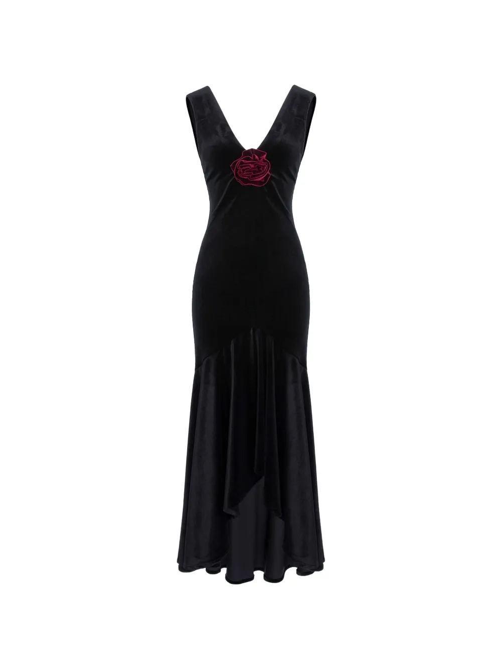 ROSERRY Tango rose-appliqué high-low dress - Nero