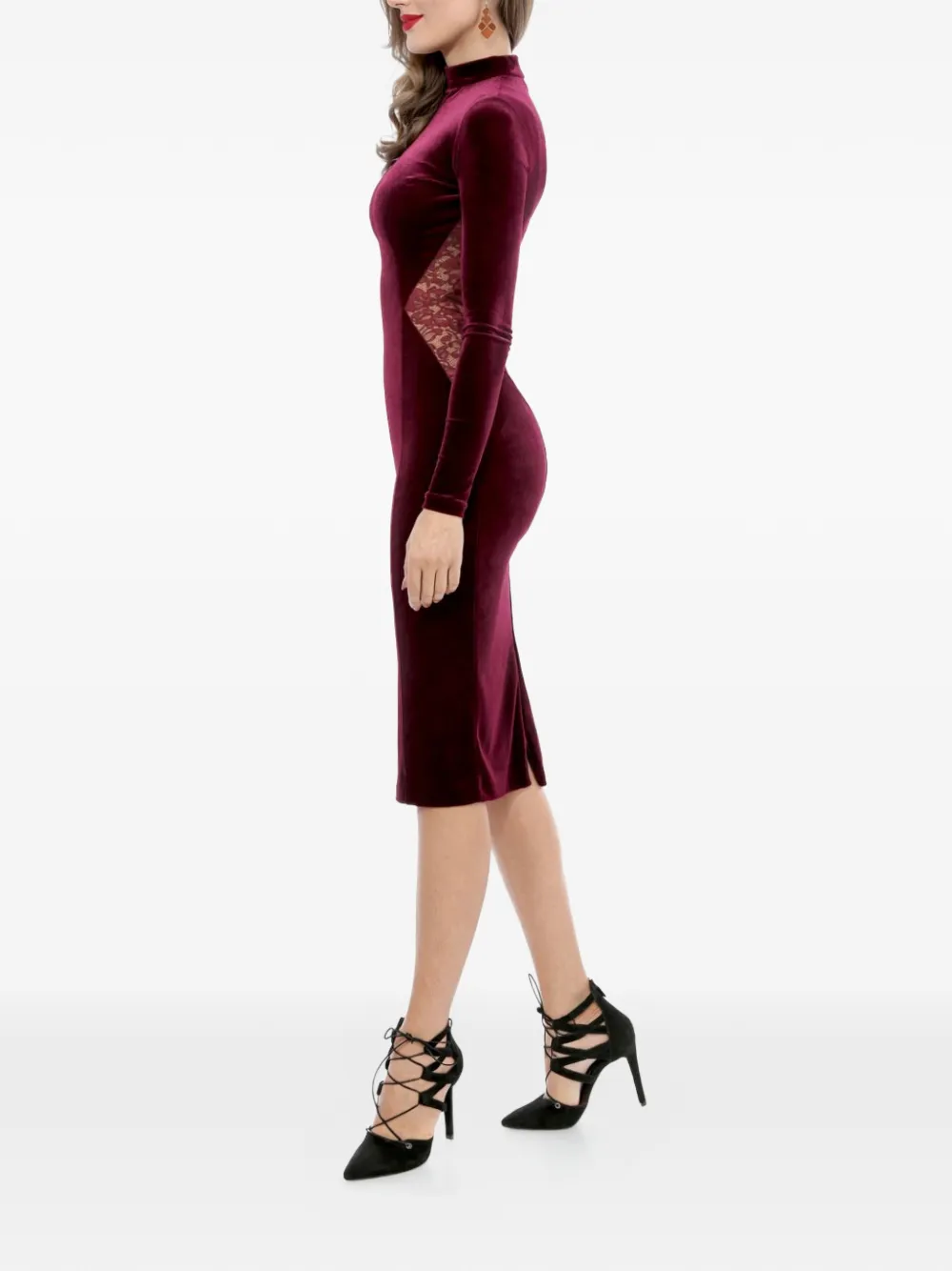 ROSERRY Sydney fluwelen midi-jurk Rood
