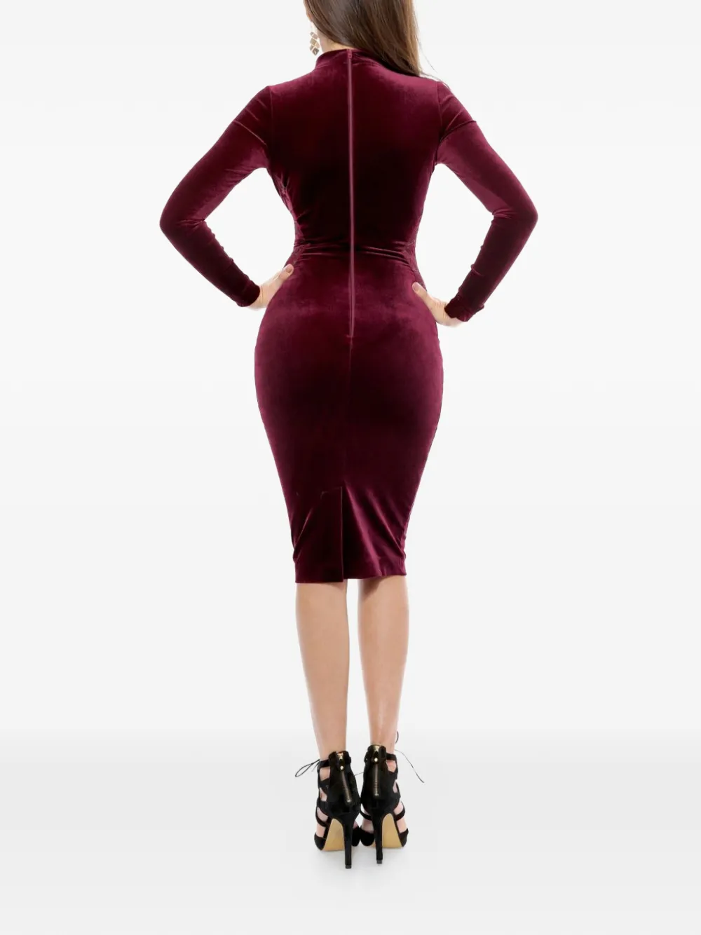 ROSERRY Sydney fluwelen midi-jurk Rood
