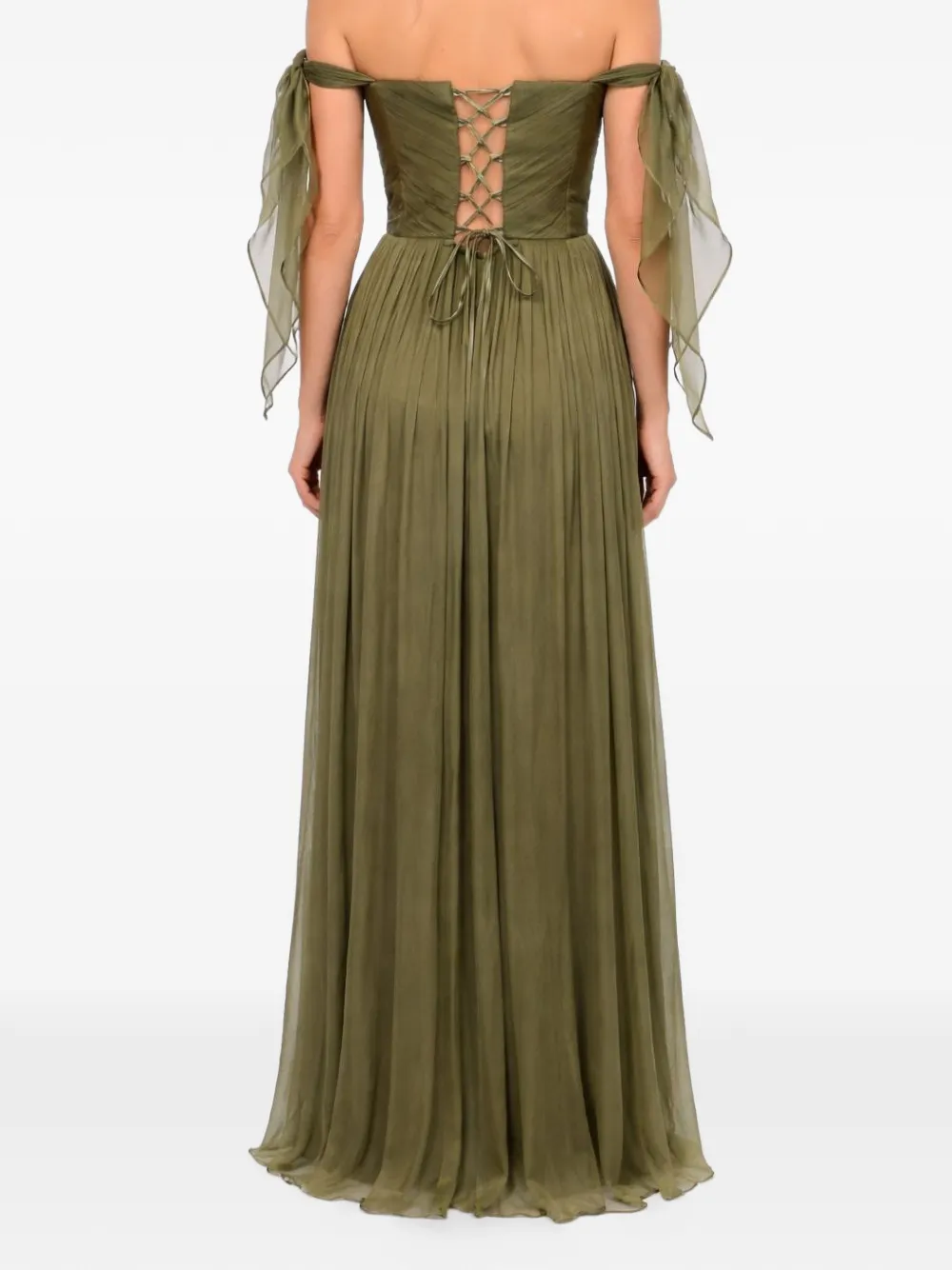 ROSERRY Elizabeth off-shoulder geplooide maxi-jurk Groen