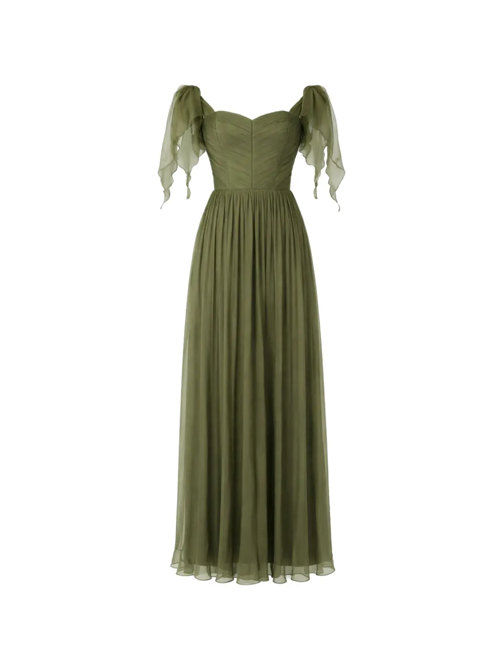 ROSERRY Elizabeth off-shoulder pleated maxi dress - Green