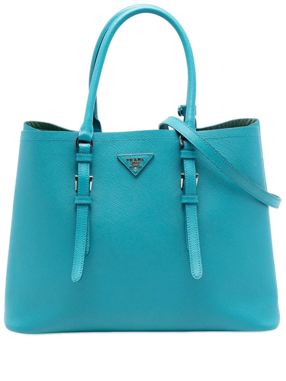 Prada Pre-Owned 2010-2026 Medium Saffiano Cuir Double Handle satchel - Blu
