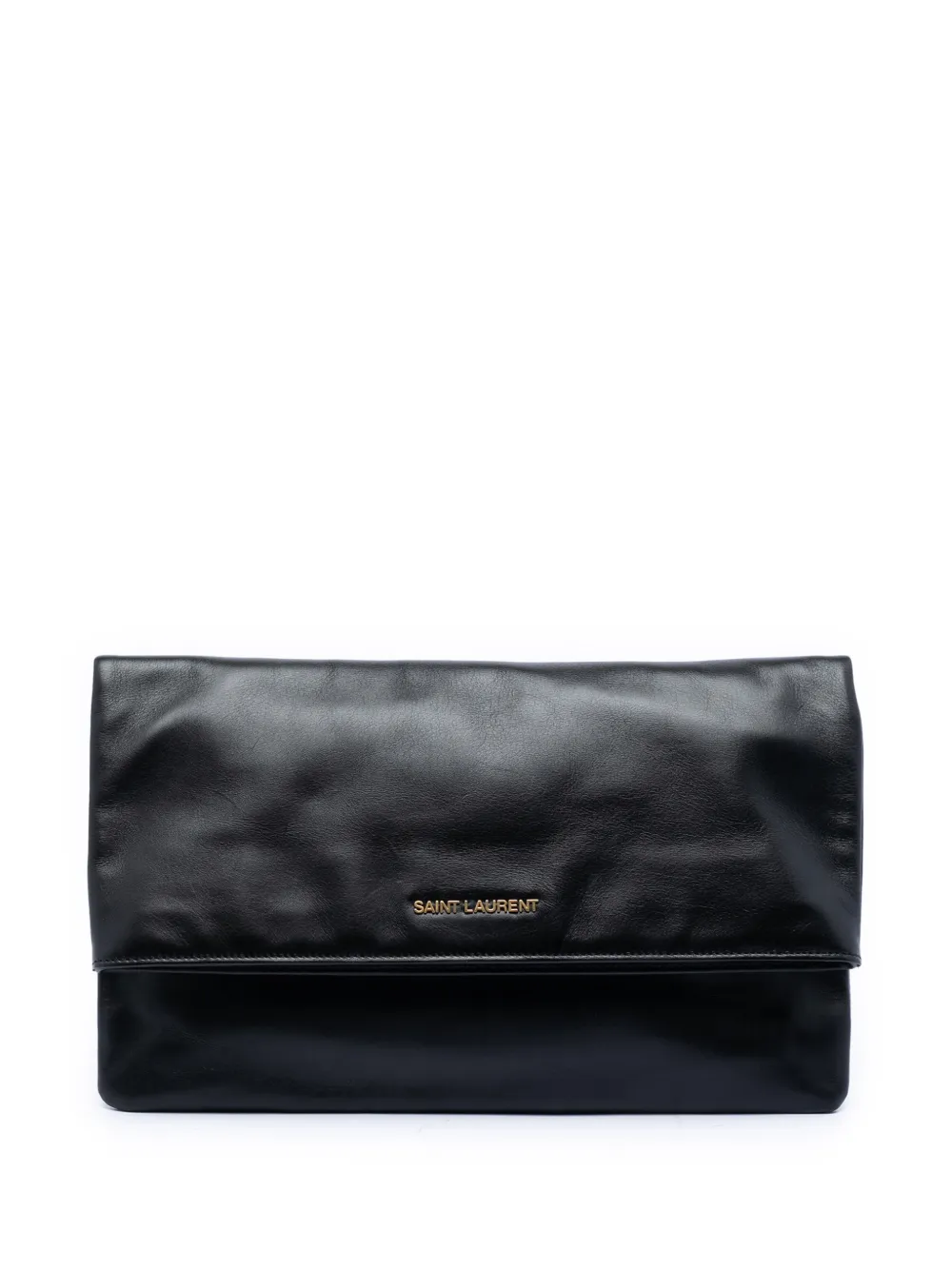 Saint Laurent Pre-Owned 2013-2026 Leather Letters Fold Over clutch bag - Nero