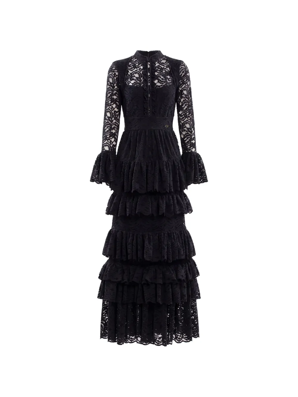 Saiid Kobeisy ruffled lace-patterned maxi dress - Black