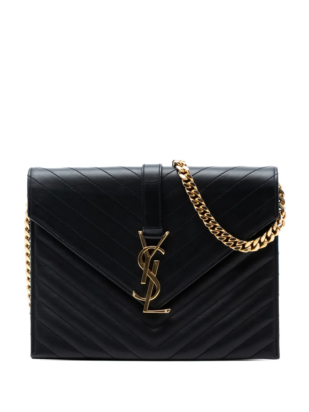 Saint Laurent Pre-Owned 2014 Chevron Calfskin Classic Monogram Envelope crossbody bag - Schwarz