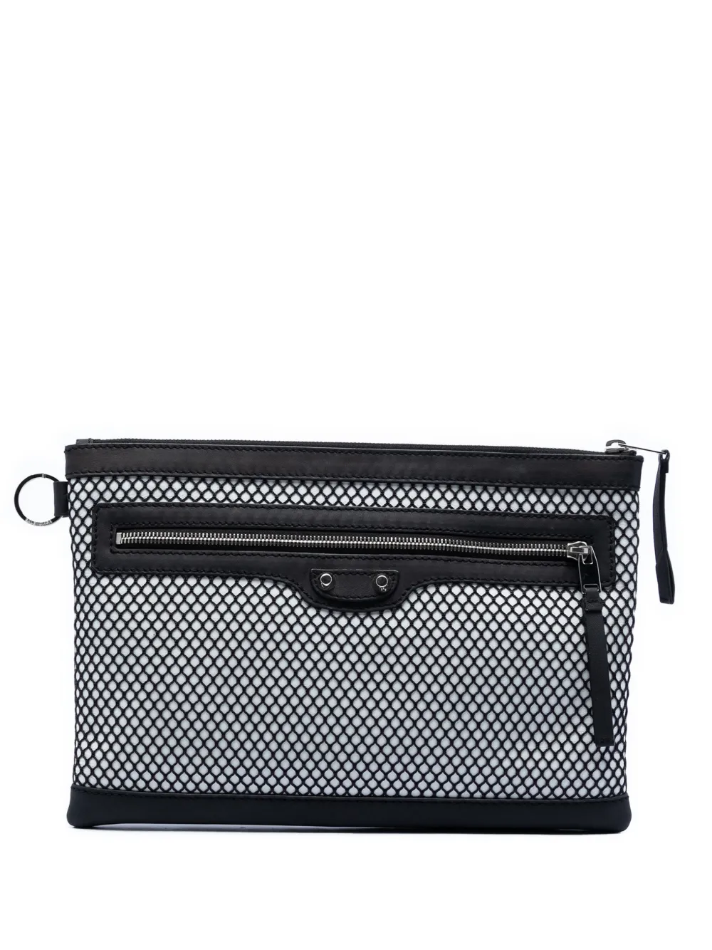 Balenciaga Pre-Owned 2015 Lambskin and Mesh Motocross Classic Clip M clutch bag - Nero