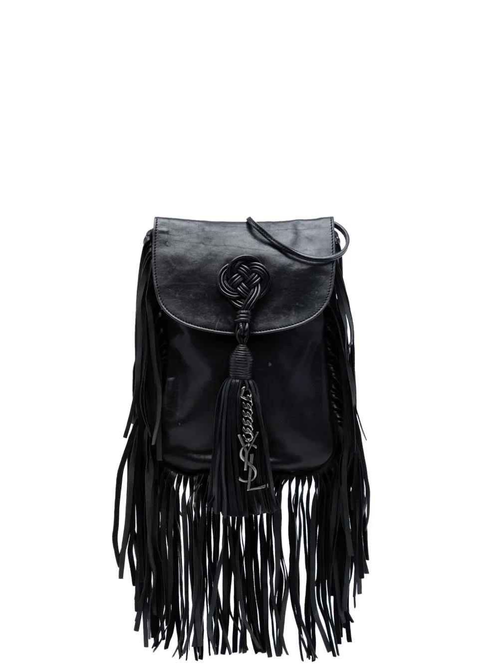 Saint Laurent Pre-Owned 2015 Leather Anita Fringed crossbody bag - Schwarz