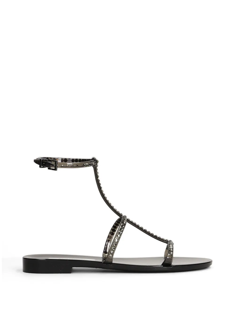 Menghi James Crystal-embellished T-bar Sandals In Black