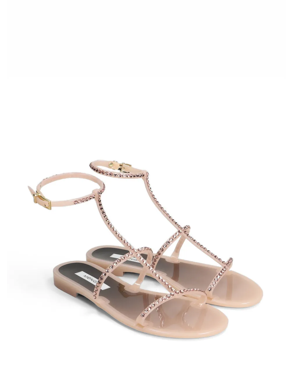 MENGHI James sandalen verfraaid met kristallen en enkelbandje Beige