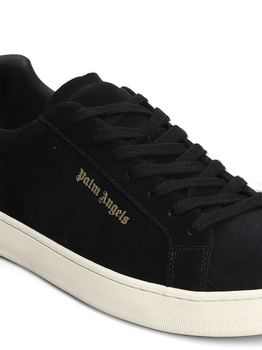 Palm Angels logo-print suede sneakers Zwart