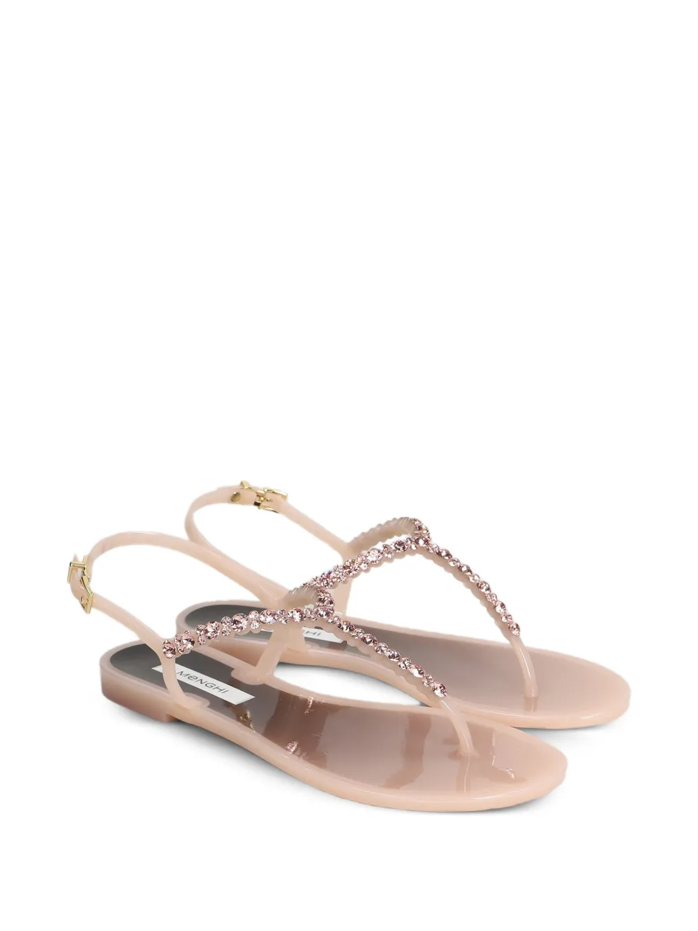 MENGHI Bianca slingback sandalen verfraaid met kristallen Beige