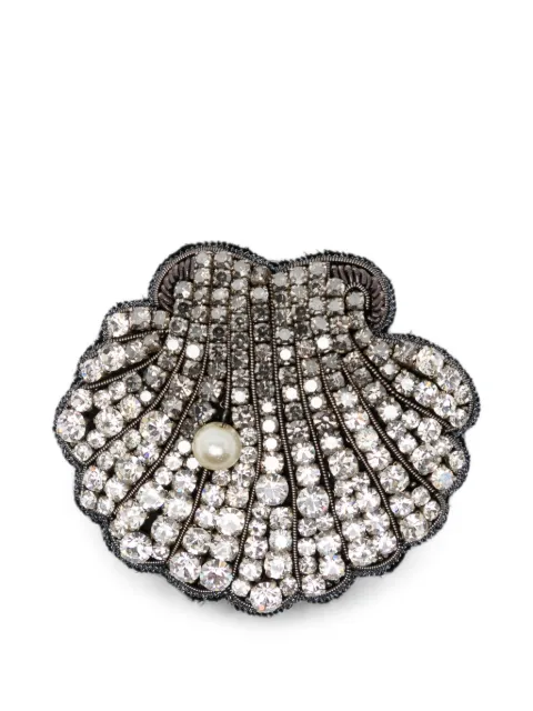 Dice Kayek crystal-embellished shell brooch