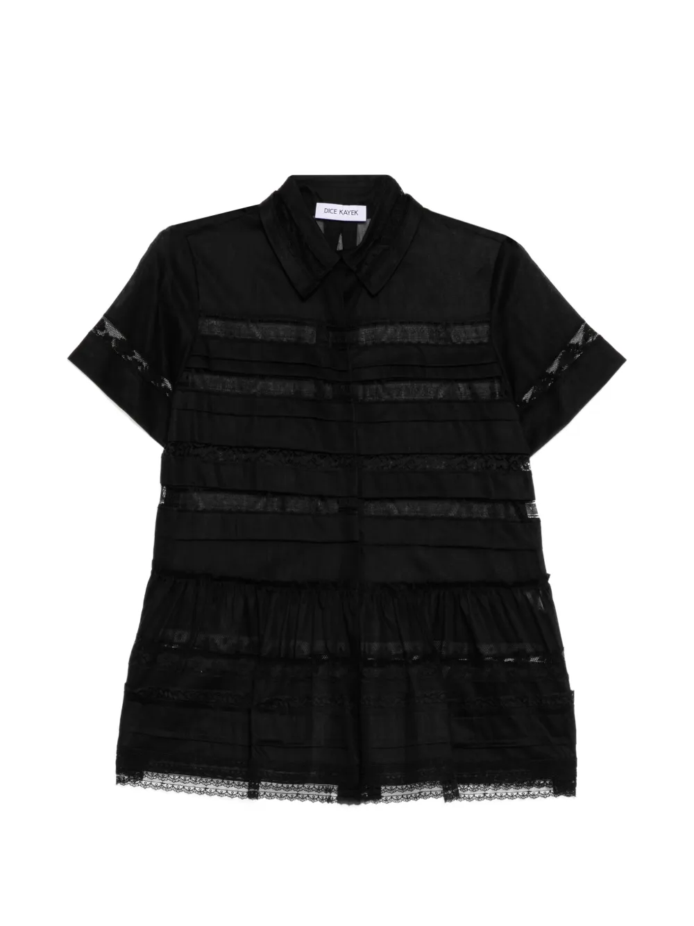 Dice Kayek lace-trim paneled shirt - Nero