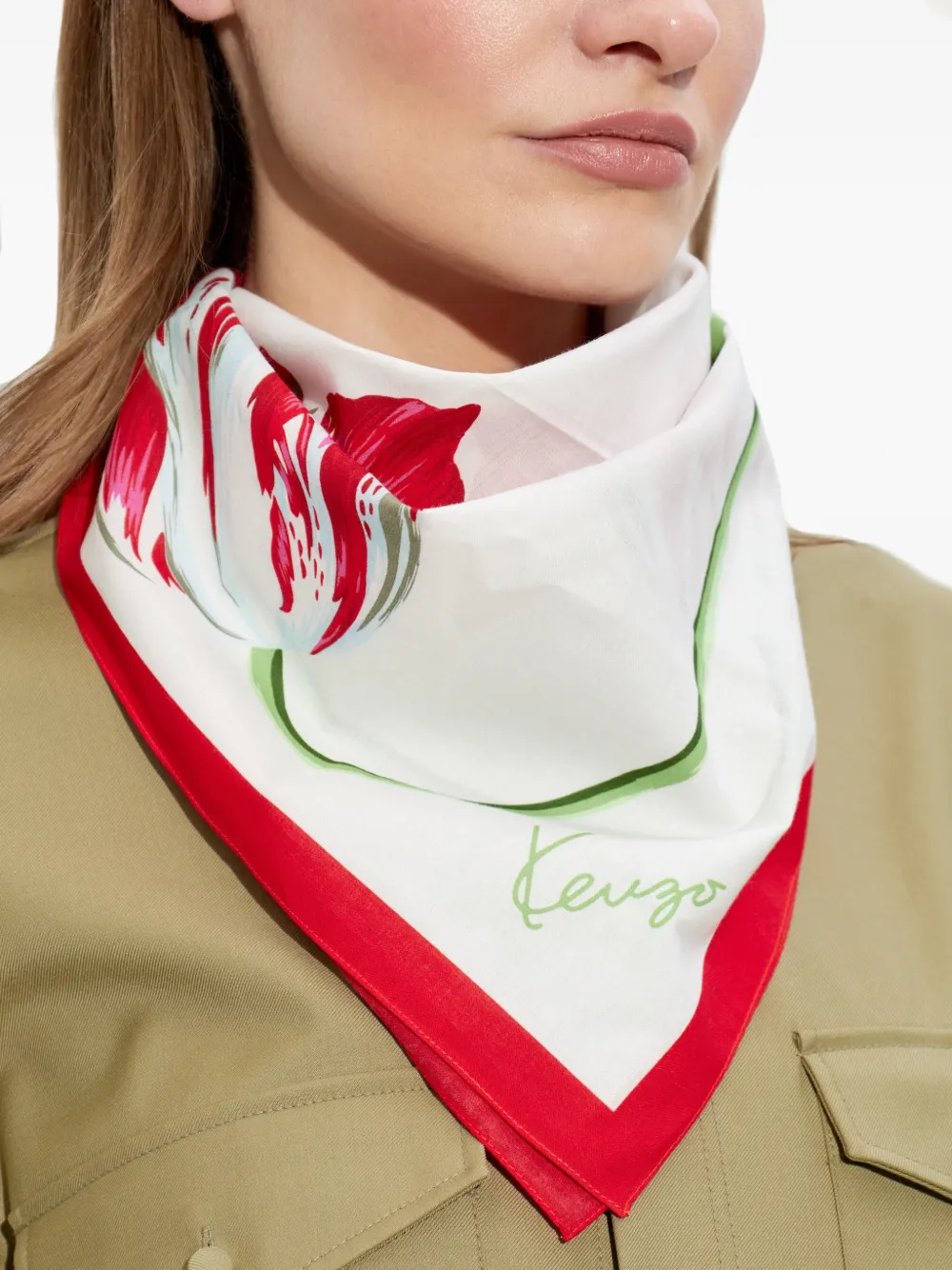 Kenzo Sjaal met bloemenprint Wit