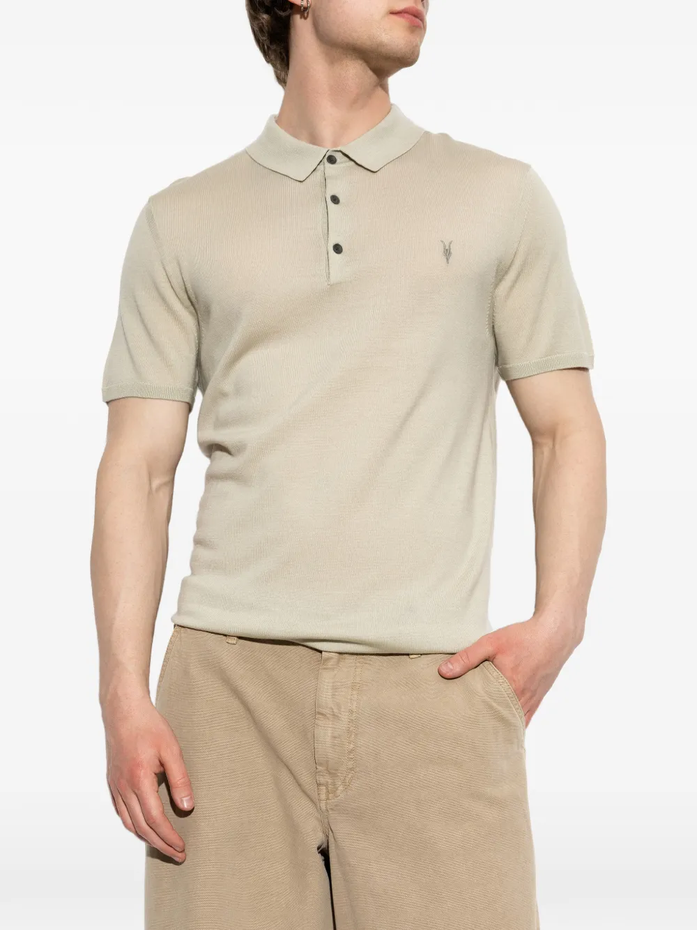 AllSaints Mode wollen poloshirt Beige