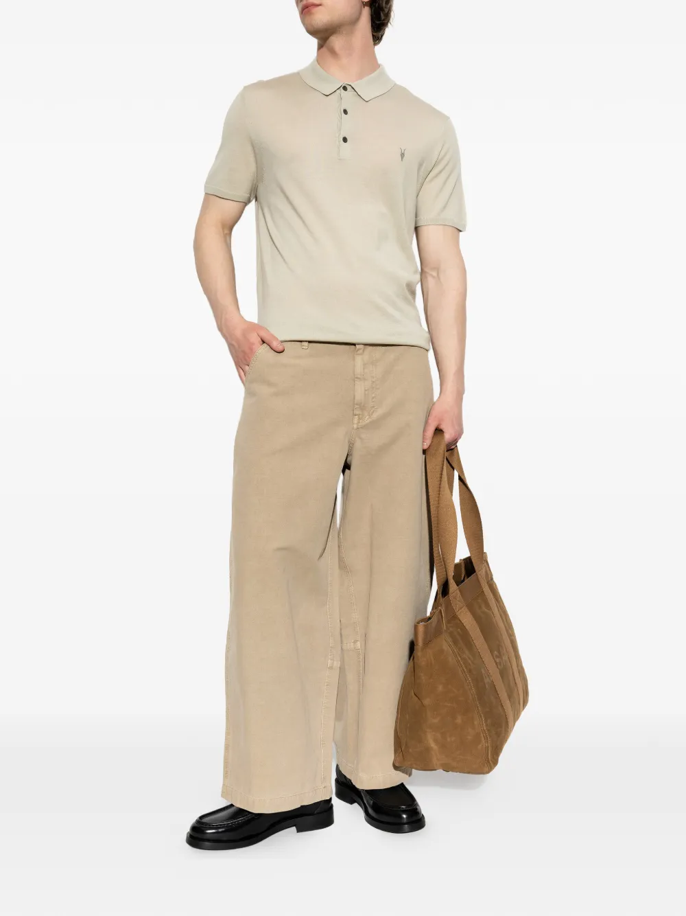 AllSaints Mode wollen poloshirt Beige