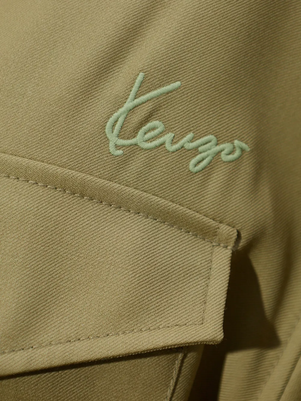 Kenzo Wollen overhemd met geborduurd logo Groen