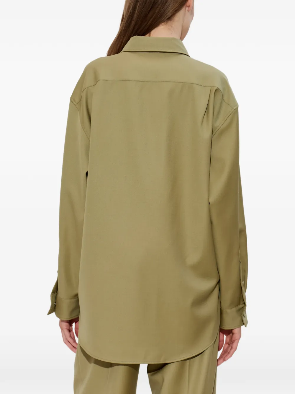 Kenzo Wollen overhemd met geborduurd logo Groen