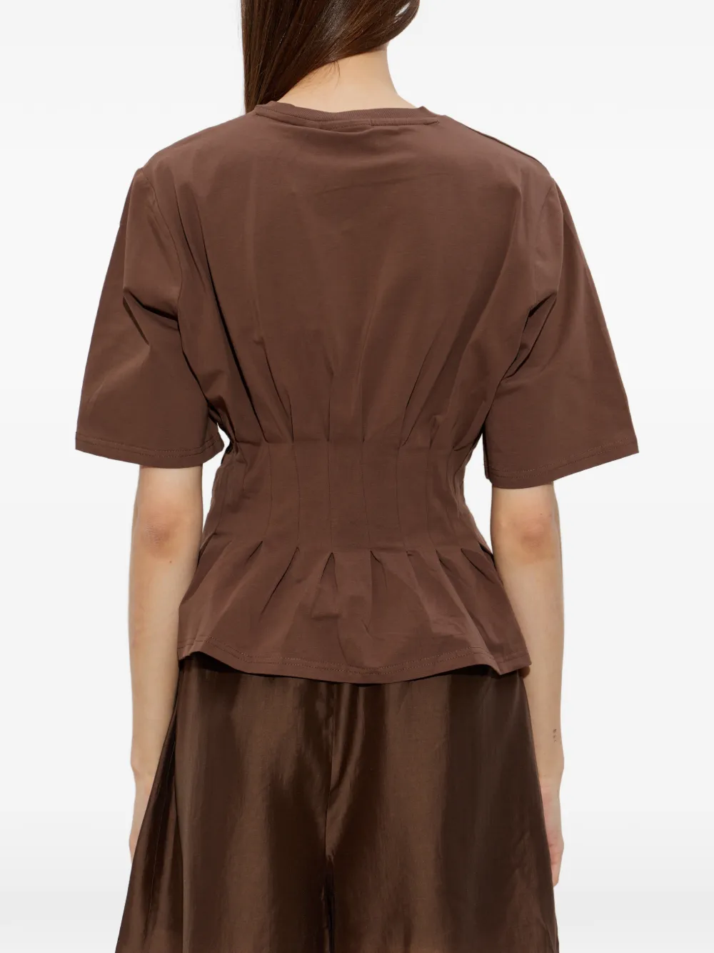 Gestuz Inez geplooid peplum T-shirt Bruin