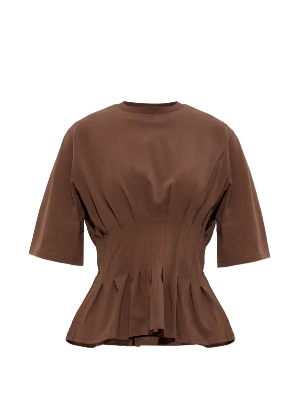 Gestuz Inez Pleated Peplum T-shirt In Brown
