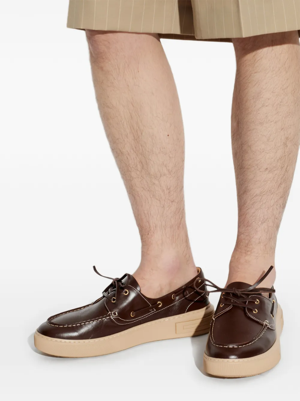 Bally Lift leather contrast-stitched sneakers Bruin