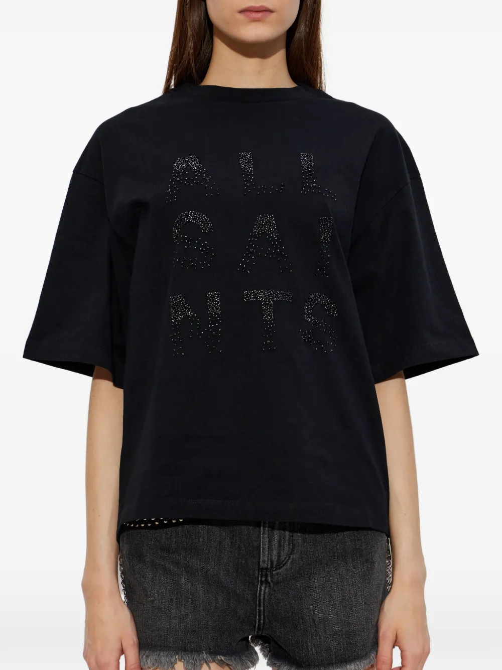 AllSaints Stacks Amelie T-shirt verfraaid met kralen Zwart