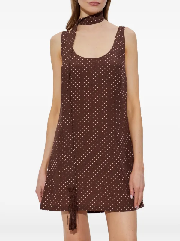 posse brown polka dot dress Posse Polka Dot Midi Dress | Brown