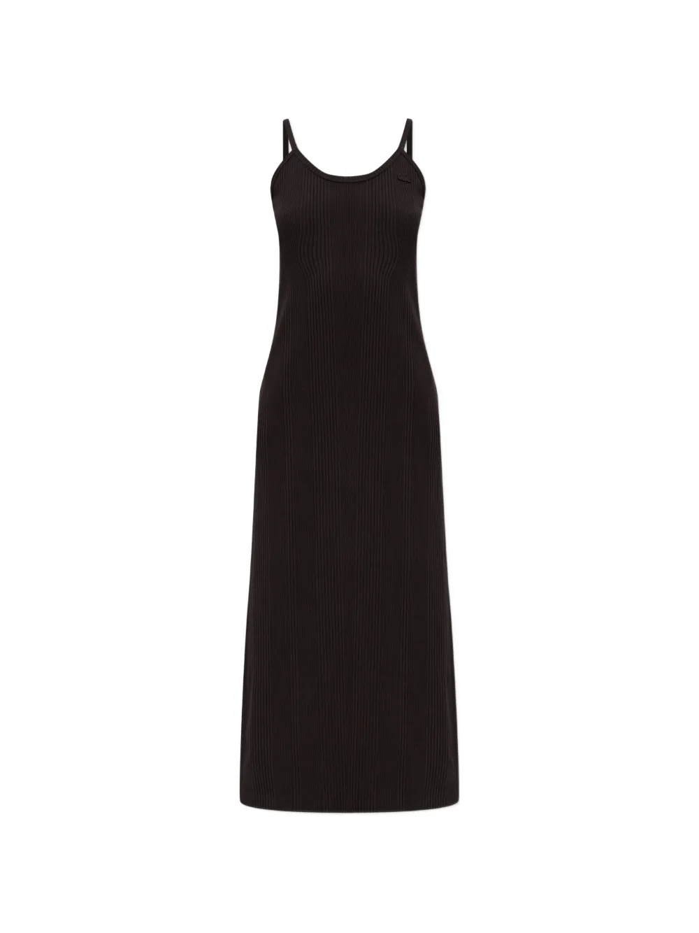 Lacoste ribbed-knit logo-patch dress - Marrone