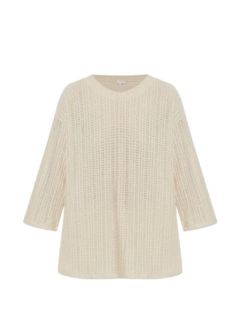 Hanro t-shirt SLV en maille gaufrée à manches trois-quarts